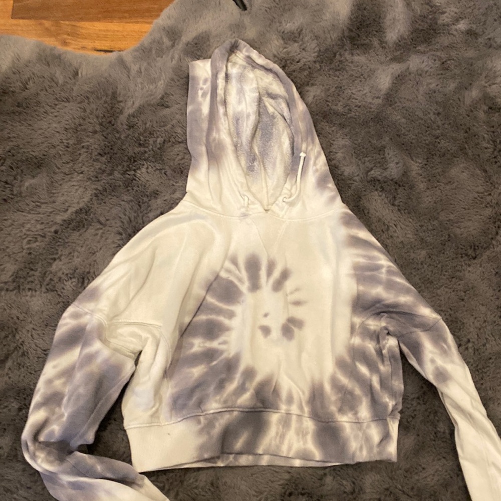 White/ Grey Tie Dye cropped hoodie